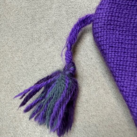 Vintage Purple Beanie Snowboard Ski Hat Fair Isle Knit Top Notch Tassel Y2K - Picture 3 of 6